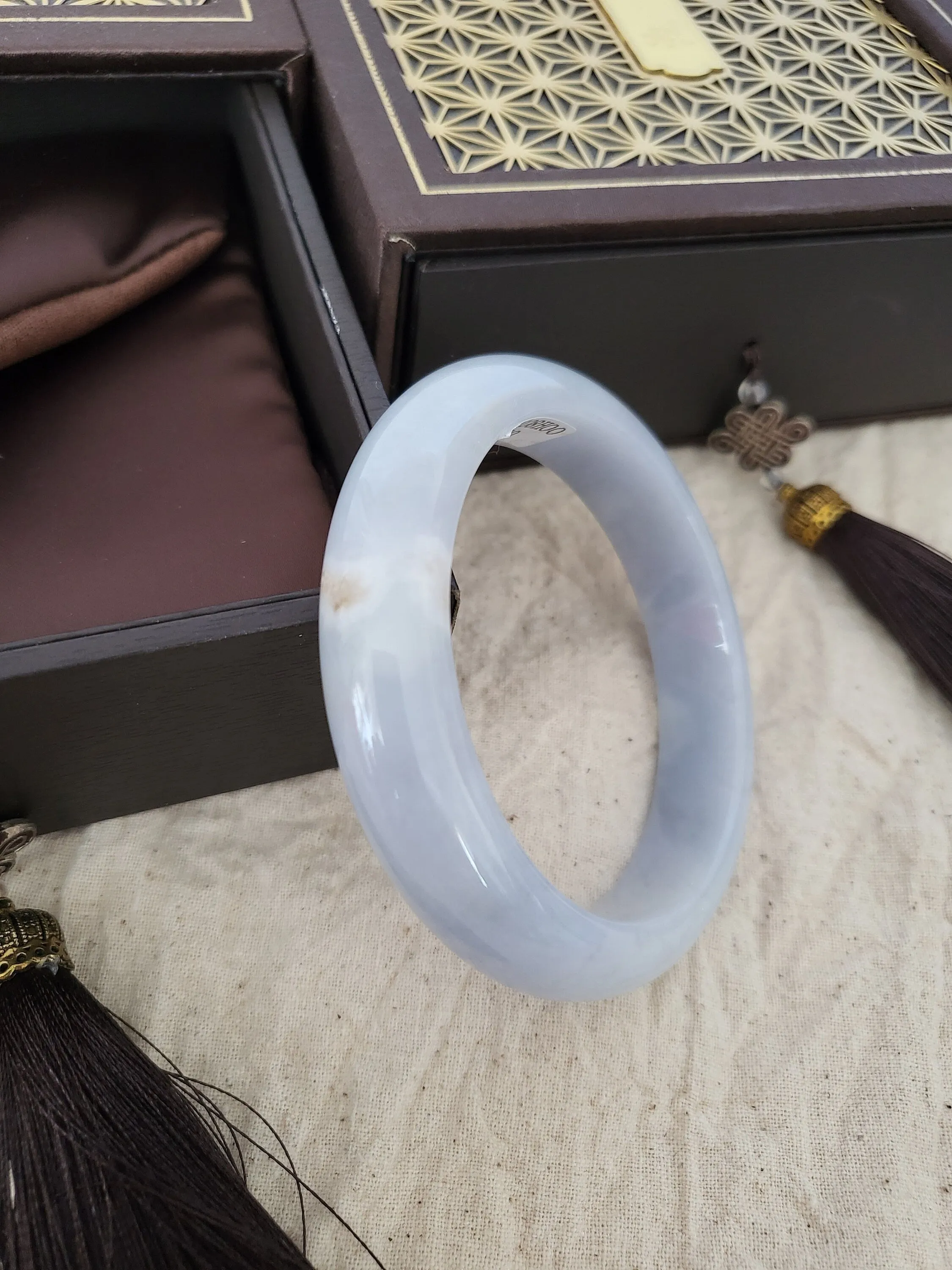 55.6mm Lavender Jadeite Grade A Bangle Natural Burma Jade Purple [LAVENDER DREAMS COLLECTION]