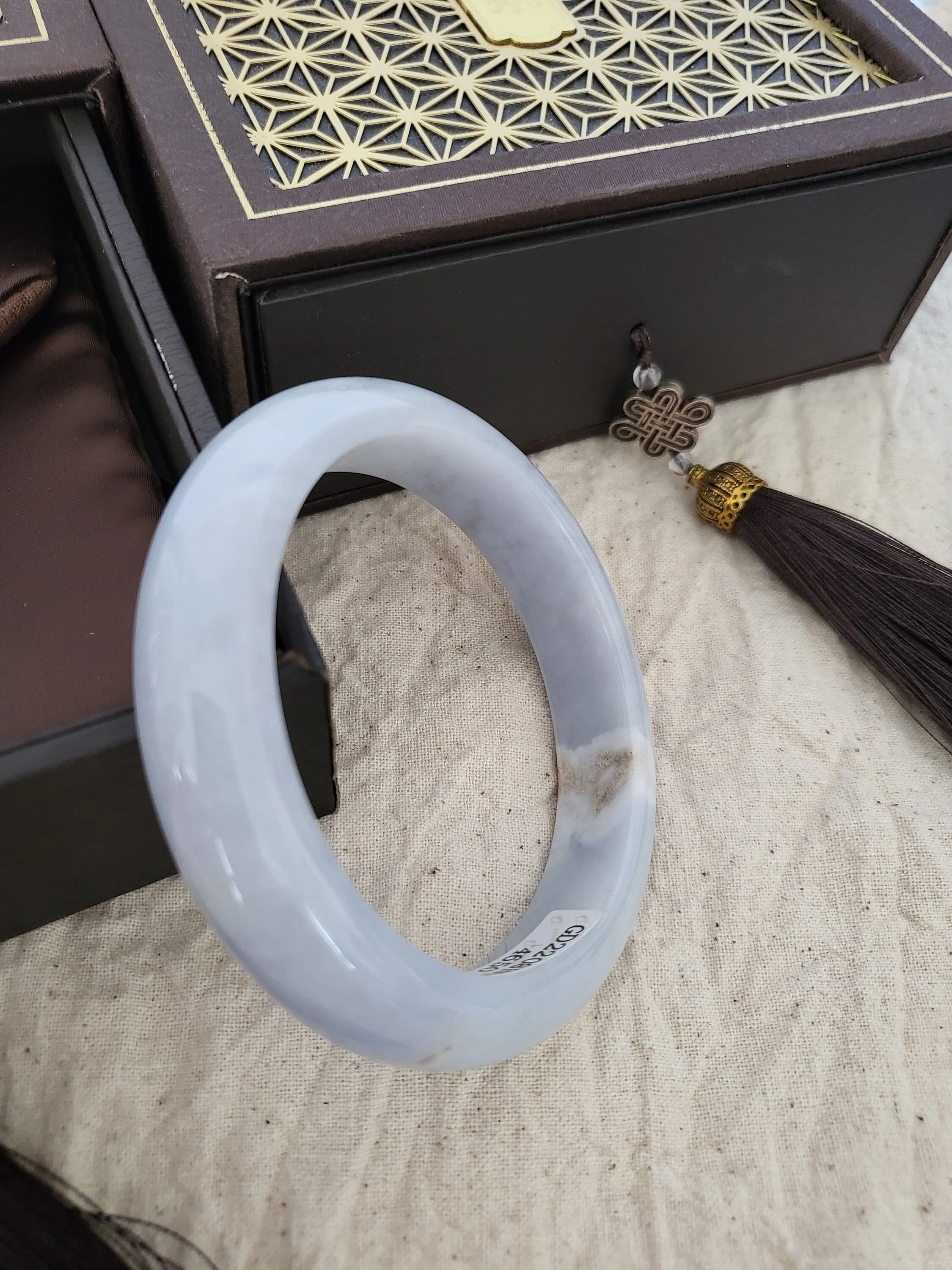 55.6mm Lavender Jadeite Grade A Bangle Natural Burma Jade Purple [LAVENDER DREAMS COLLECTION]