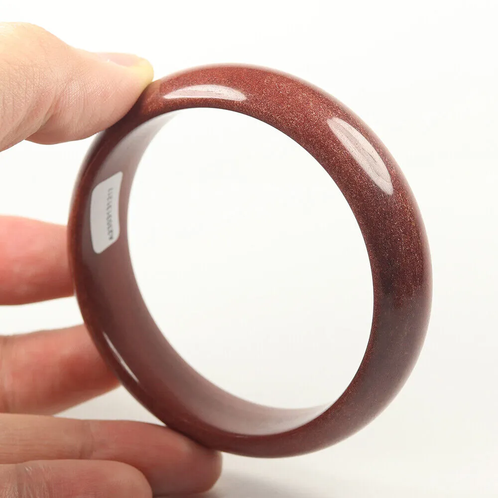 62mm Certified Grade A 100% Natural Brown Red Jade Bangle Bracelet