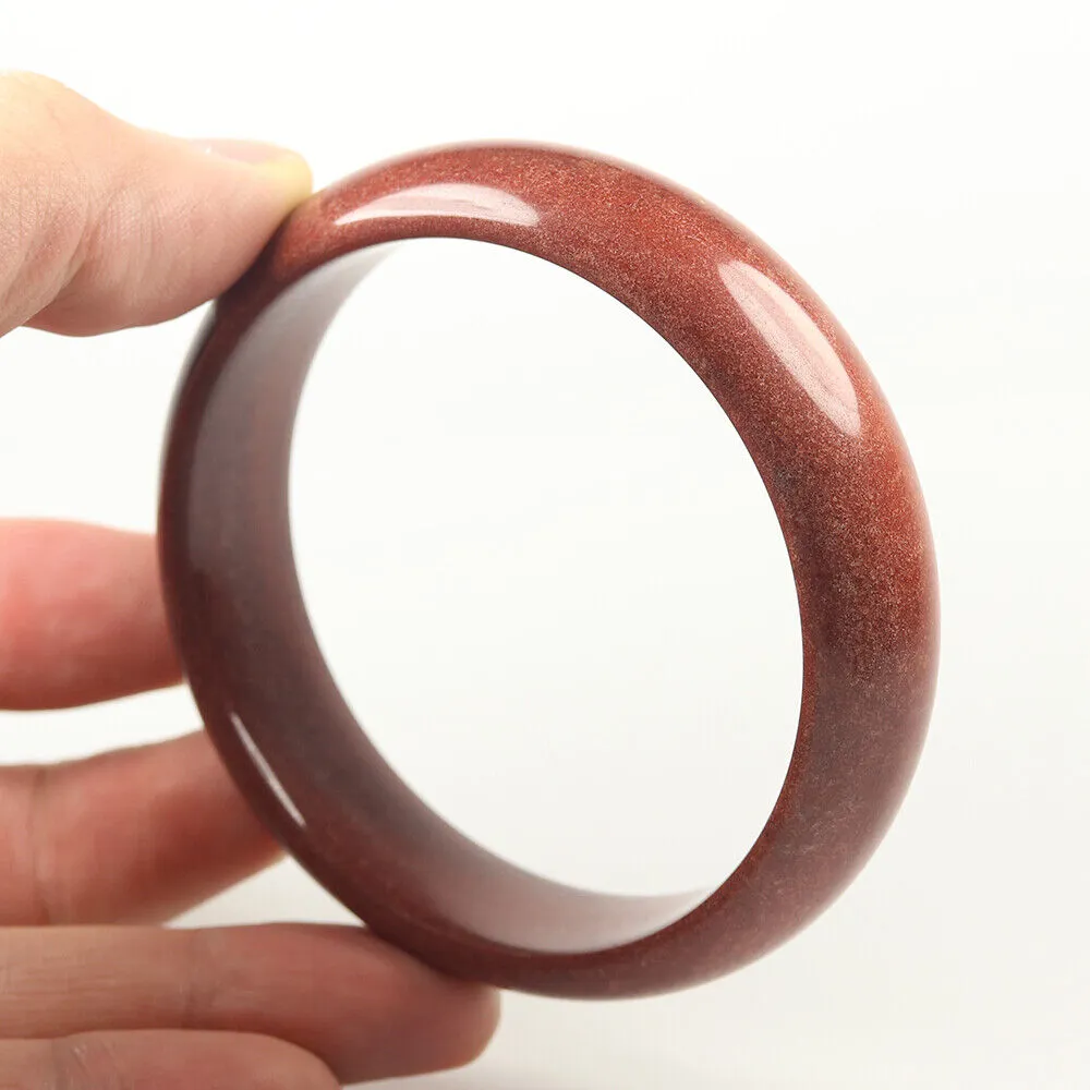 62mm Certified Grade A 100% Natural Brown Red Jade Bangle Bracelet