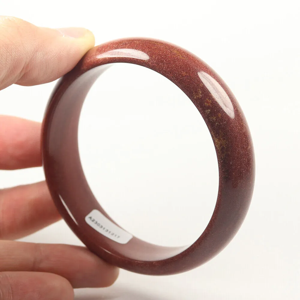 62mm Certified Grade A 100% Natural Brown Red Jade Bangle Bracelet