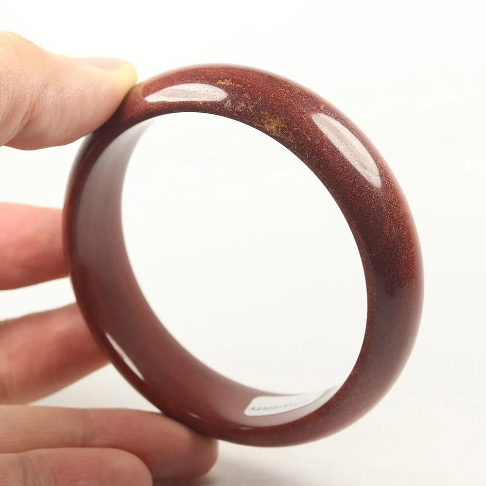 62mm Certified Grade A 100% Natural Brown Red Jade Bangle Bracelet