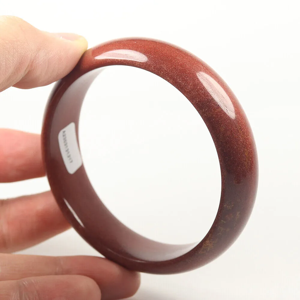 62mm Certified Grade A 100% Natural Brown Red Jade Bangle Bracelet