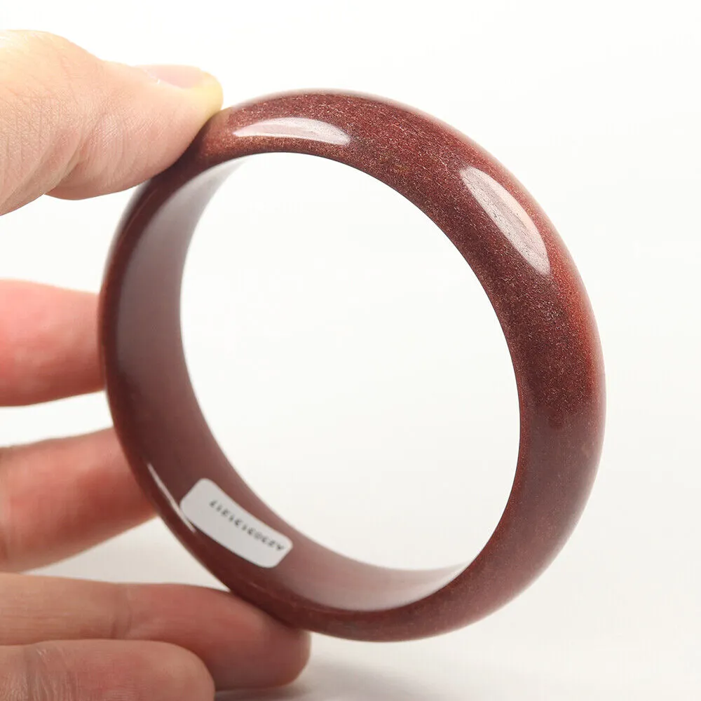 62mm Certified Grade A 100% Natural Brown Red Jade Bangle Bracelet