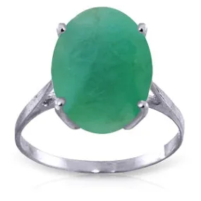 6.5 Carat 14K Solid White Gold Ring Natural Oval Emerald