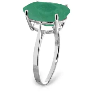 6.5 Carat 14K Solid White Gold Ring Natural Oval Emerald