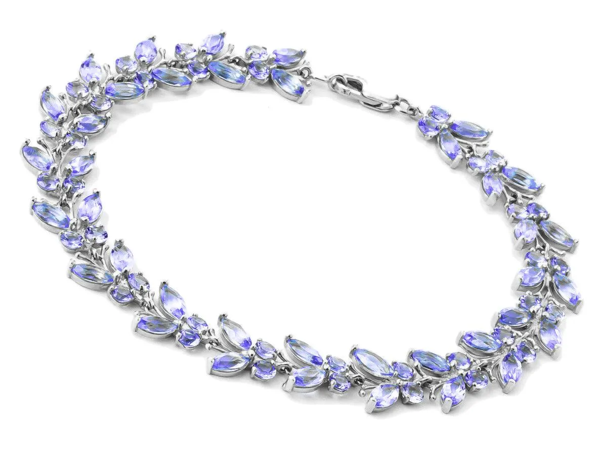 7.8 Carat 14K Solid White Gold Butterfly Bracelet Tanzanite