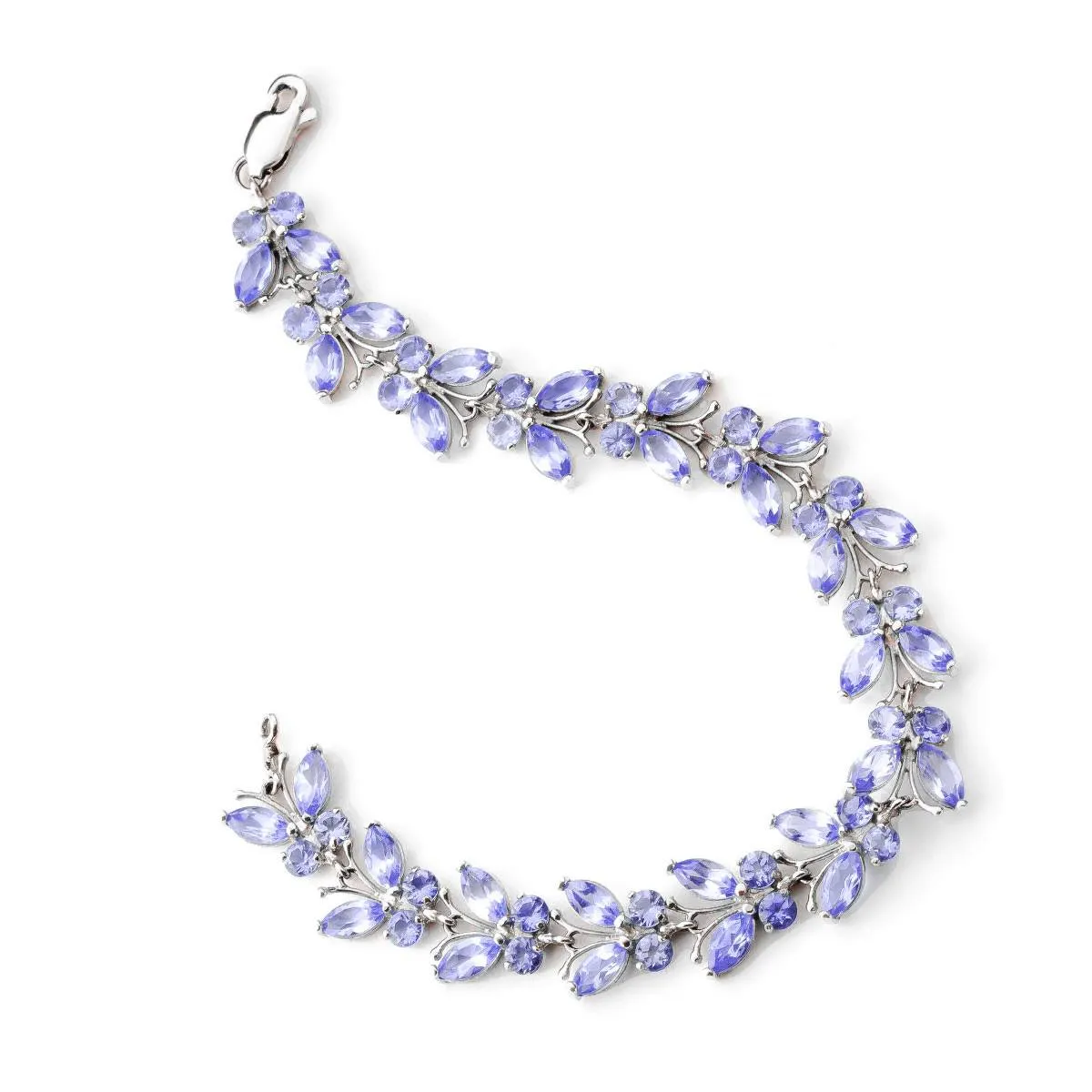 7.8 Carat 14K Solid White Gold Butterfly Bracelet Tanzanite