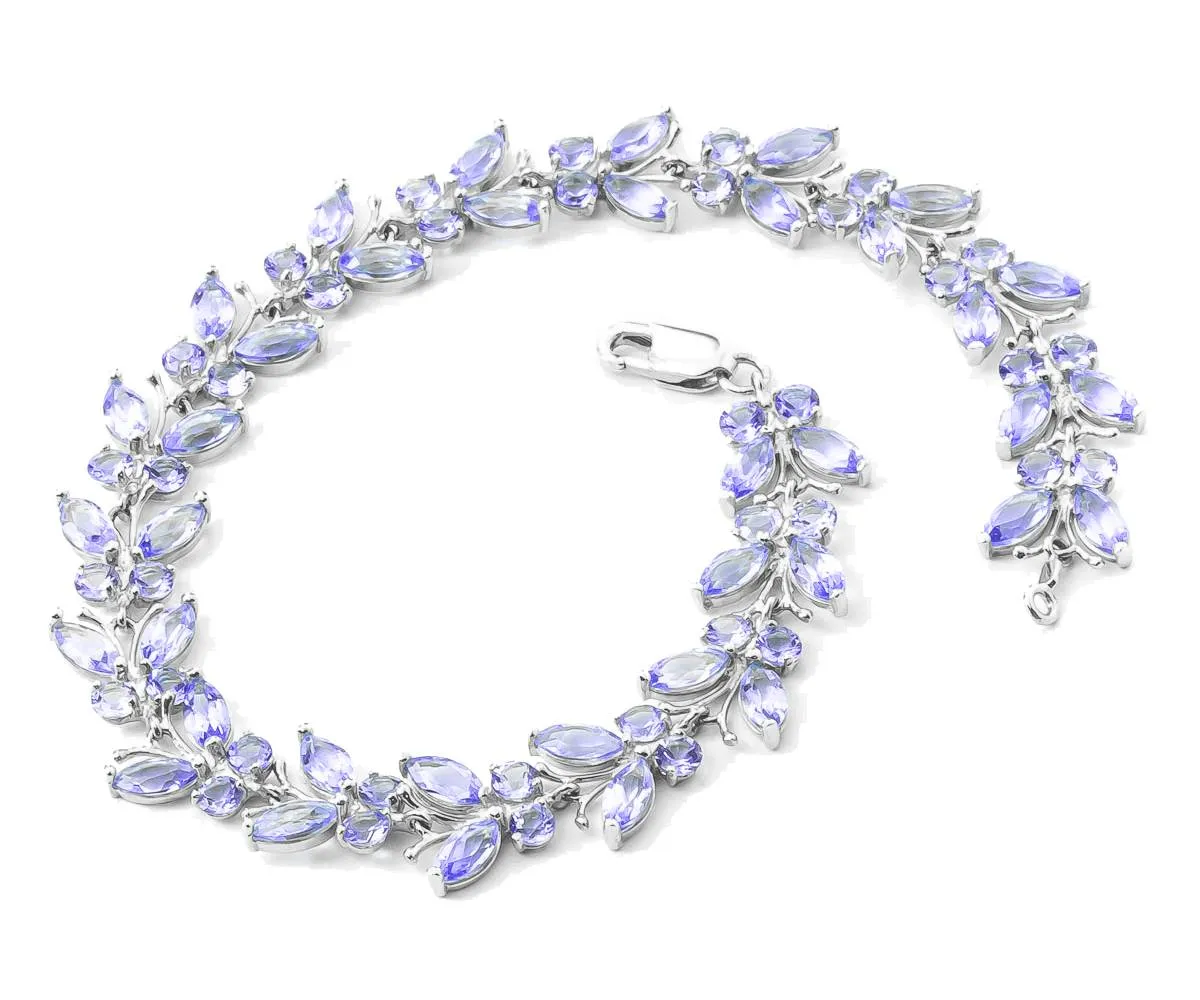 7.8 Carat 14K Solid White Gold Butterfly Bracelet Tanzanite