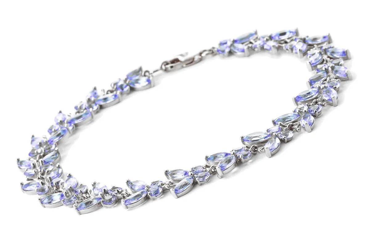 7.8 Carat 14K Solid White Gold Butterfly Bracelet Tanzanite