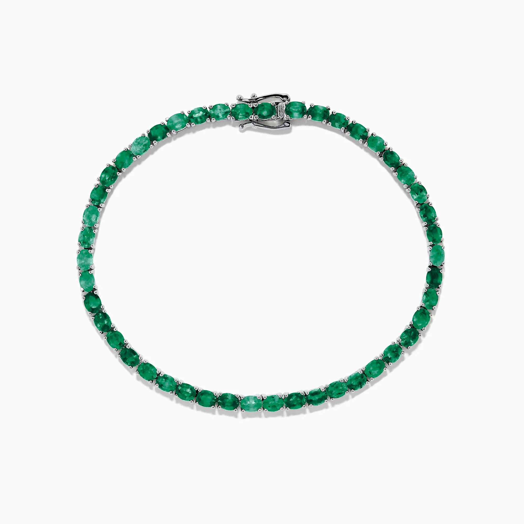 925 Sterling Silver Emerald Tennis Bracelet, 6.99 TCW