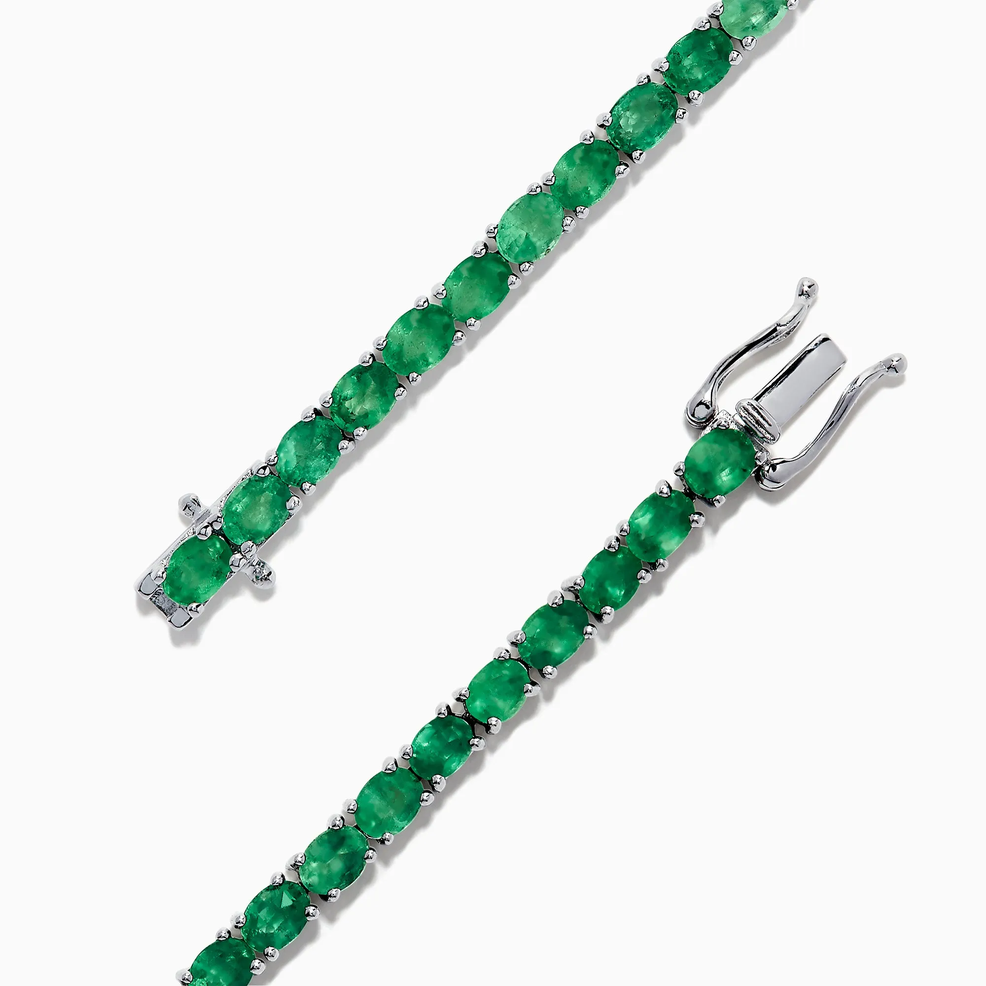 925 Sterling Silver Emerald Tennis Bracelet, 6.99 TCW