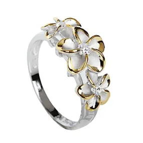 925 Sterling Silver Plumeria Rings - 2 Tones