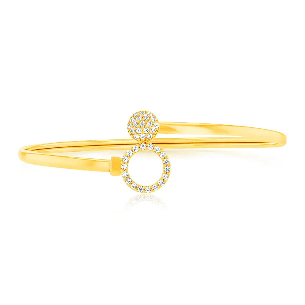 9ct Gold Silver Filled Cubic Zirconia Sun-Flower Power 2 way Oval 50x60mm Bangle