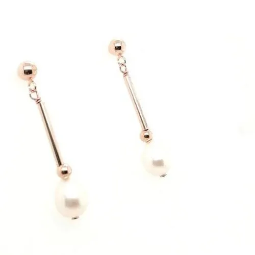 9ct Rose Gold Drop Pearl Earrings