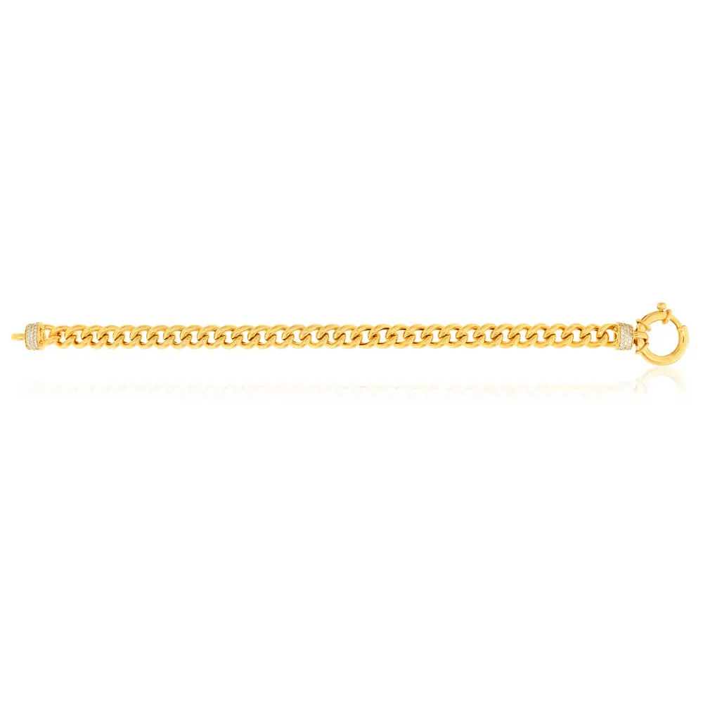 9ct Yellow Gold Zirconia Curb Bracelet