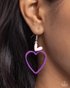 Acceptable Affection - Purple - Painted Heart Paparazzi Fishhook Earrings