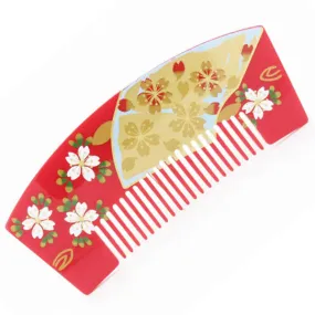 Acrylic Geisha Decorative Floral Comb Fan