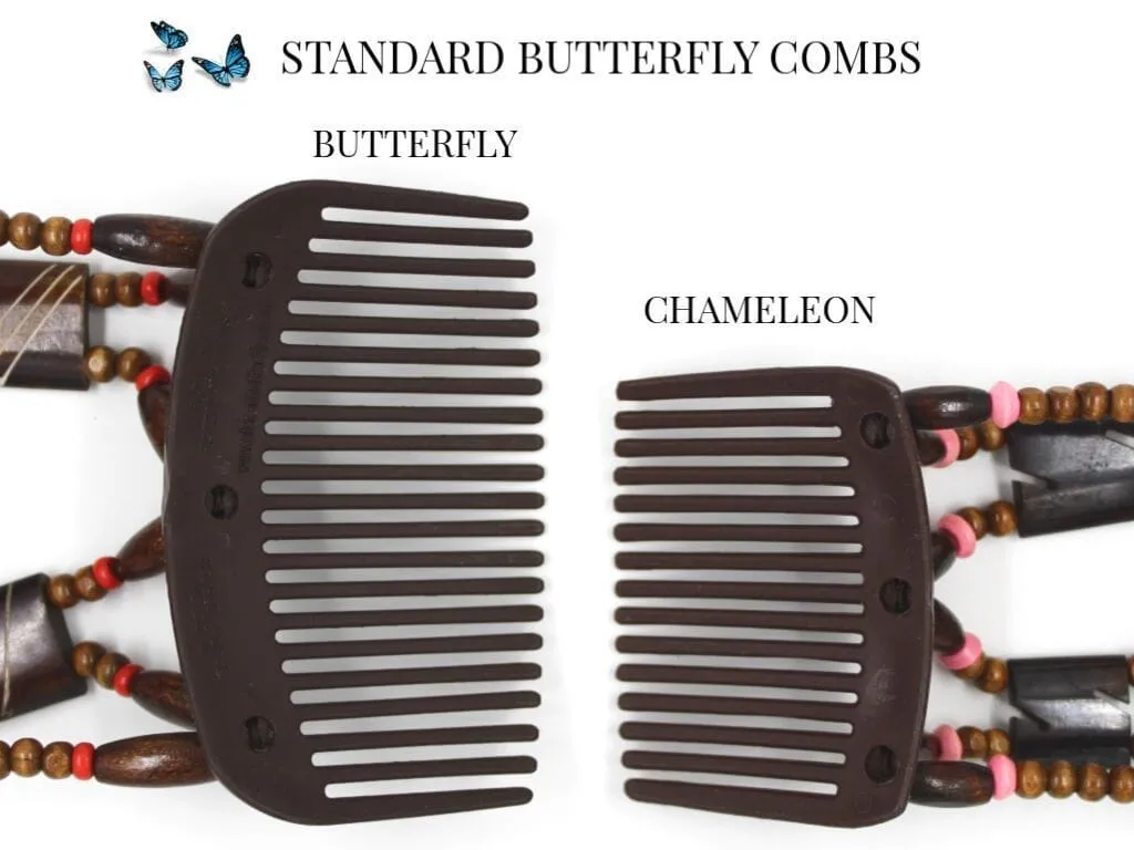 African Butterfly Thick Hair Comb - Stones & Bones Black 101