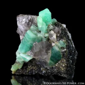 Amazing Green EMERALD Crystals on Smoky Quartz Specimen