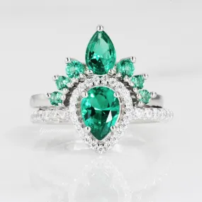 Amy Emerald Ring Set- 925 Sterling Silver