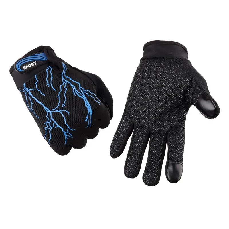 Anti-slip cycling men's long finger gloves all finger mountaineering gloves anti-slip absorbent breathable quick drying thin pri