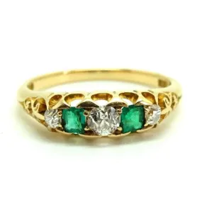 Antique Victorian Emerald 18ct Diamond Ring