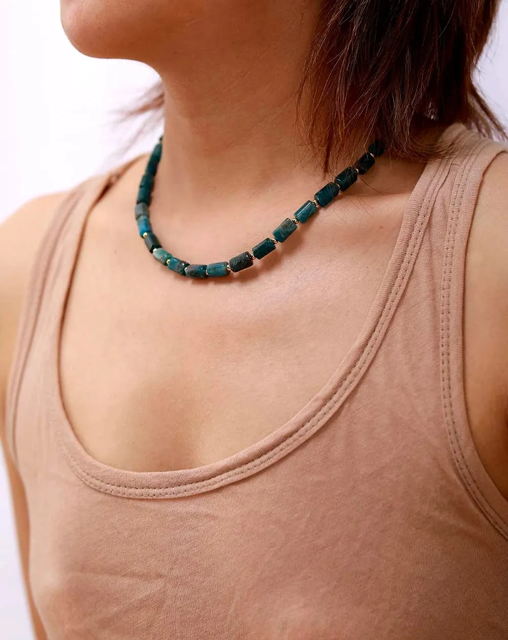 Apatite Lariat Natural Stone Choker Necklaces