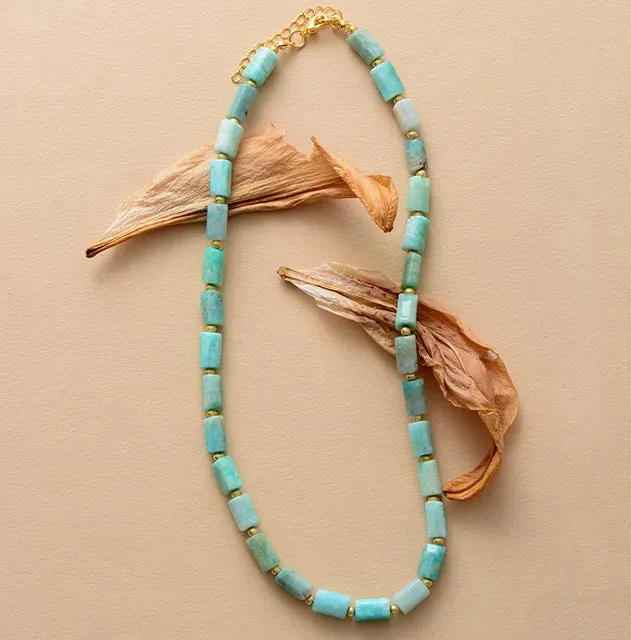 Apatite Lariat Natural Stone Choker Necklaces