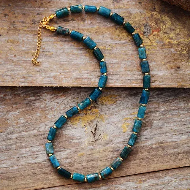 Apatite Lariat Natural Stone Choker Necklaces