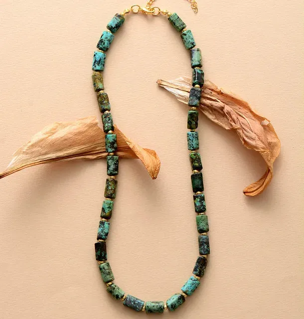 Apatite Lariat Natural Stone Choker Necklaces