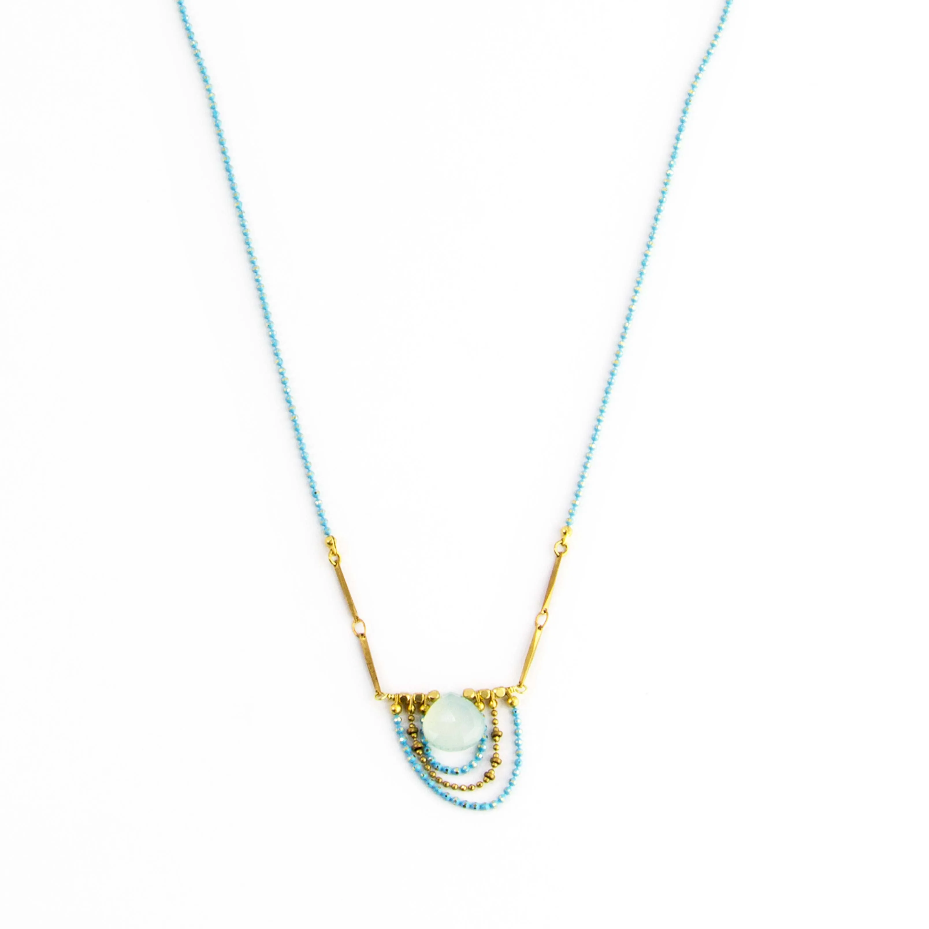 Aqua Chalcedony Drape Necklace