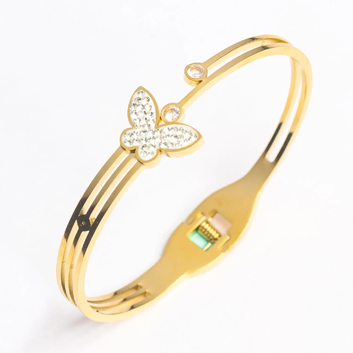 Artklim Stylish Gold Plated Butterfly Bangle Bracelet