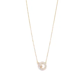 Ashley Gold Sterling Silver Gold Plated Double CZ Circle Pendant Necklace