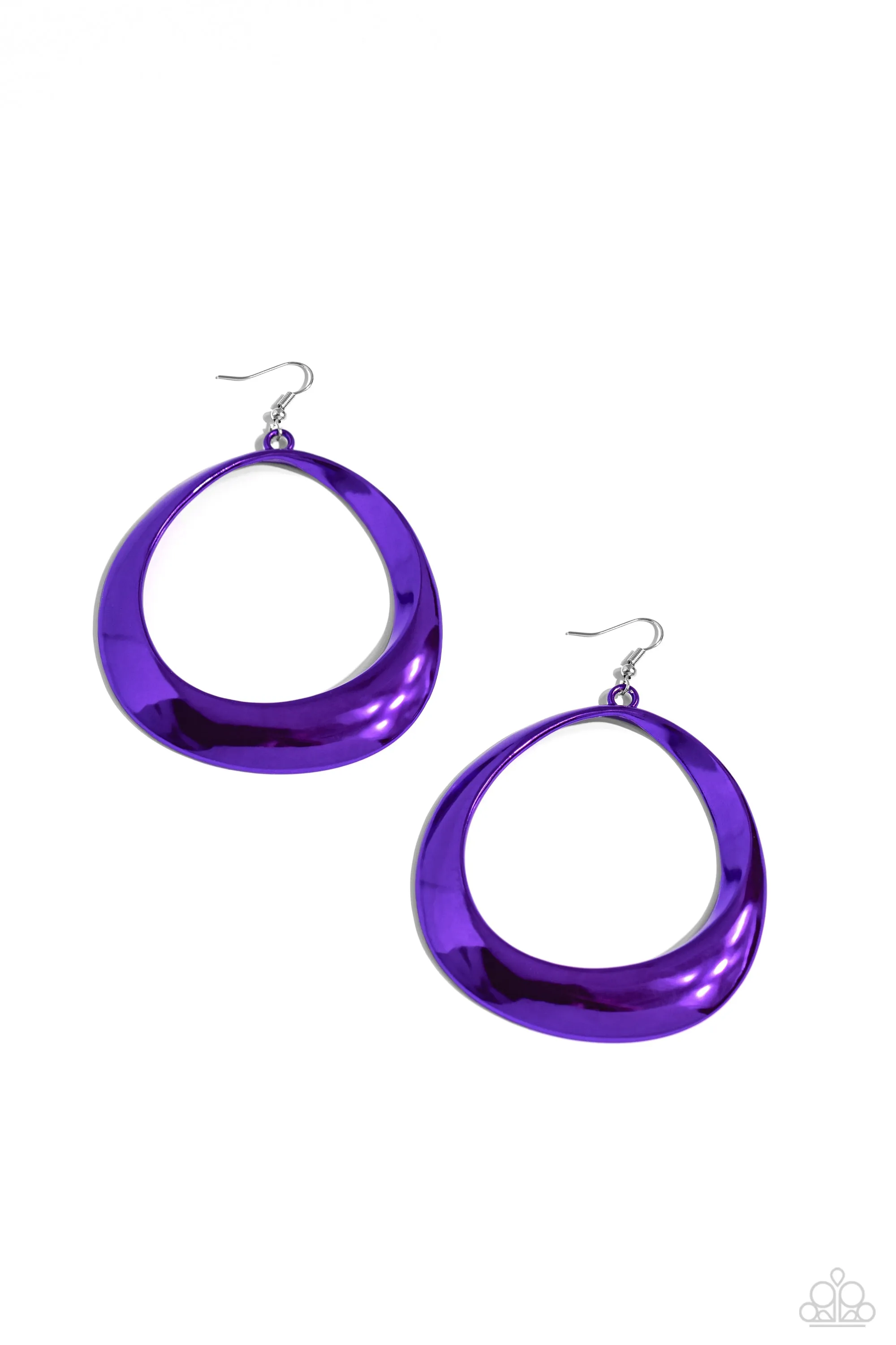 Asymmetrical Action - Purple - Warped Hoop Paparazzi Fishhook Earrings