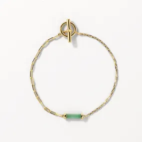 Aventurine Half Paperclip Fob Chain Bracelet in Gold