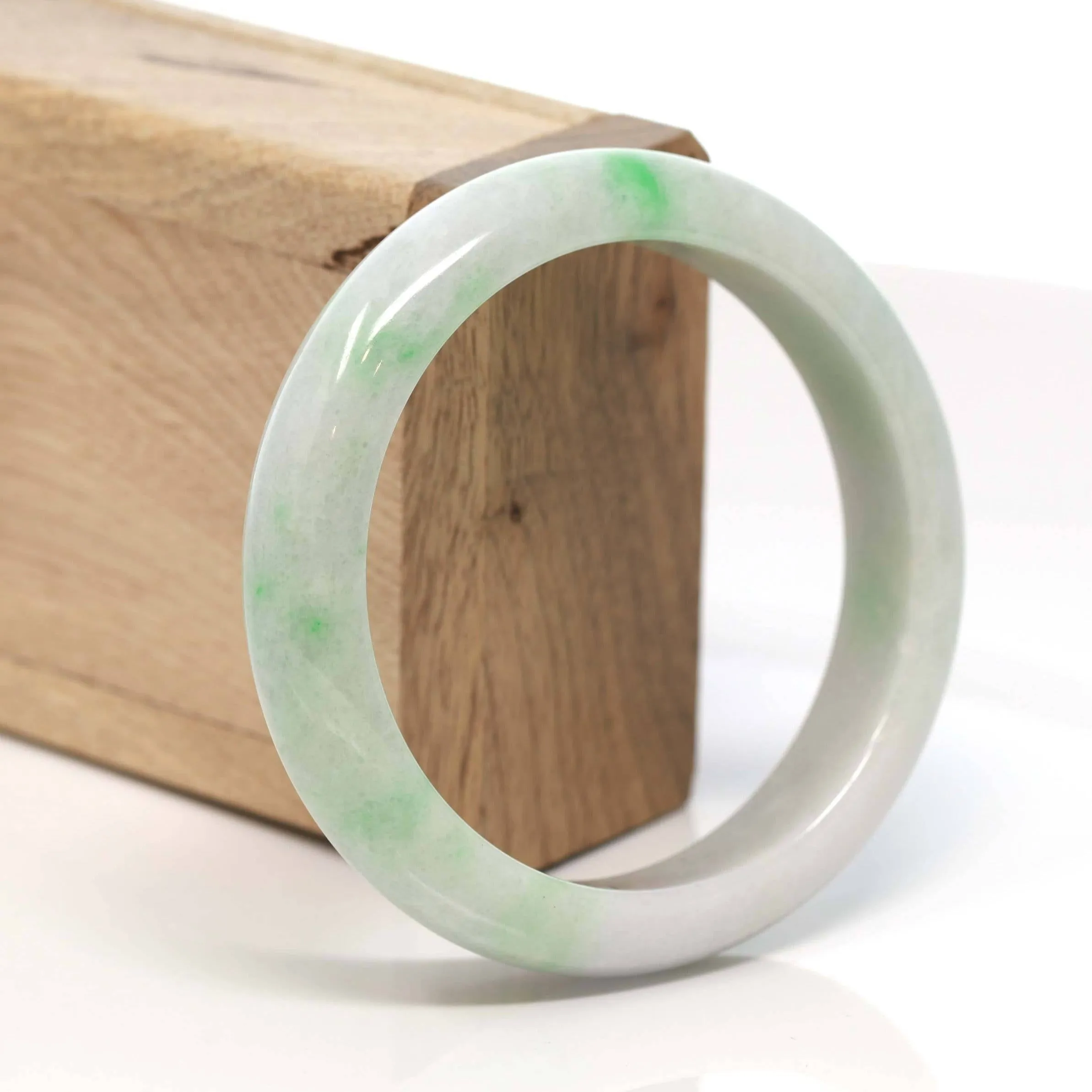 Baikalla™ "Classic Bangle" Genuine Burmese Green Jadeite Jade Bangle Bracelet (58.5 mm) #170