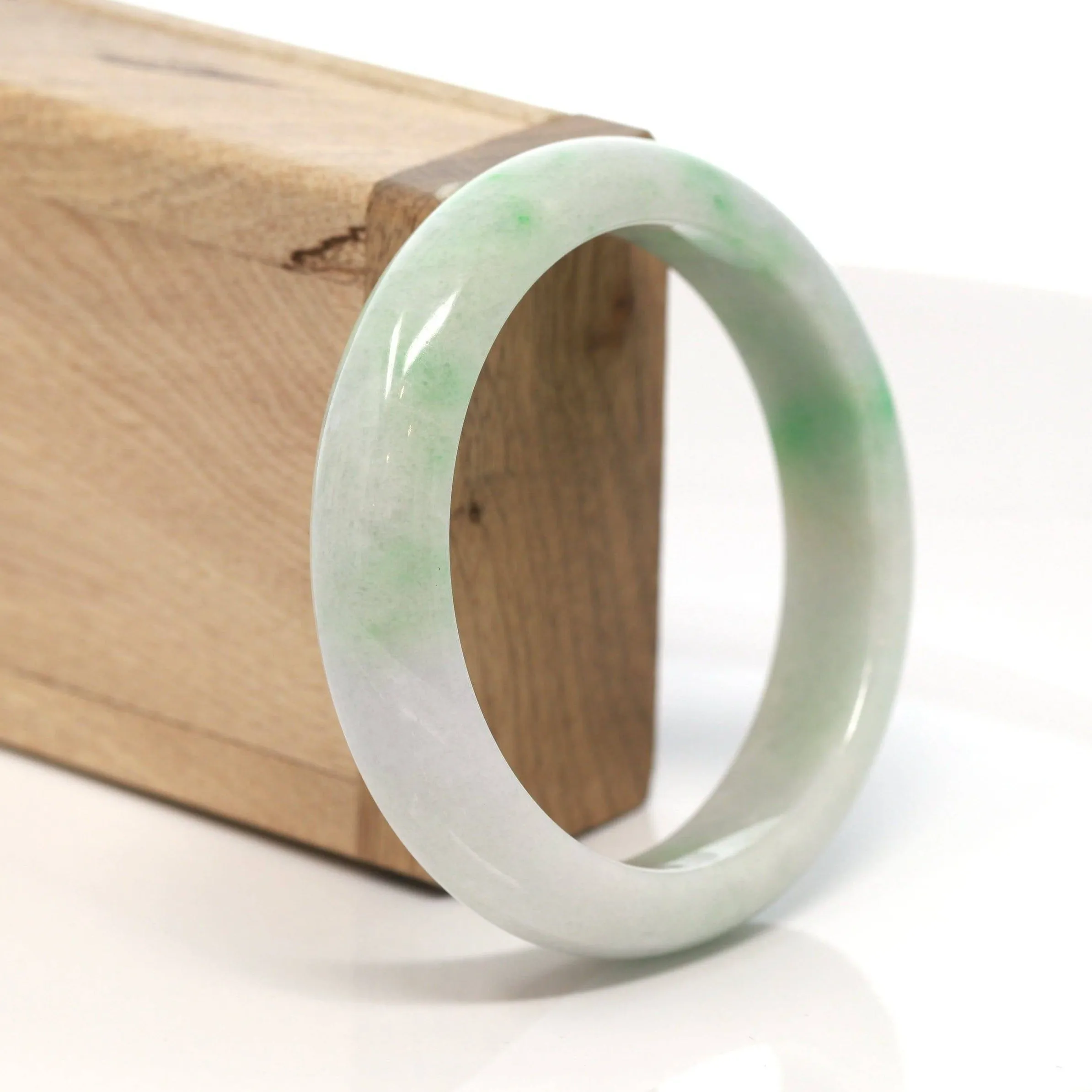 Baikalla™ "Classic Bangle" Genuine Burmese Green Jadeite Jade Bangle Bracelet (58.5 mm) #170