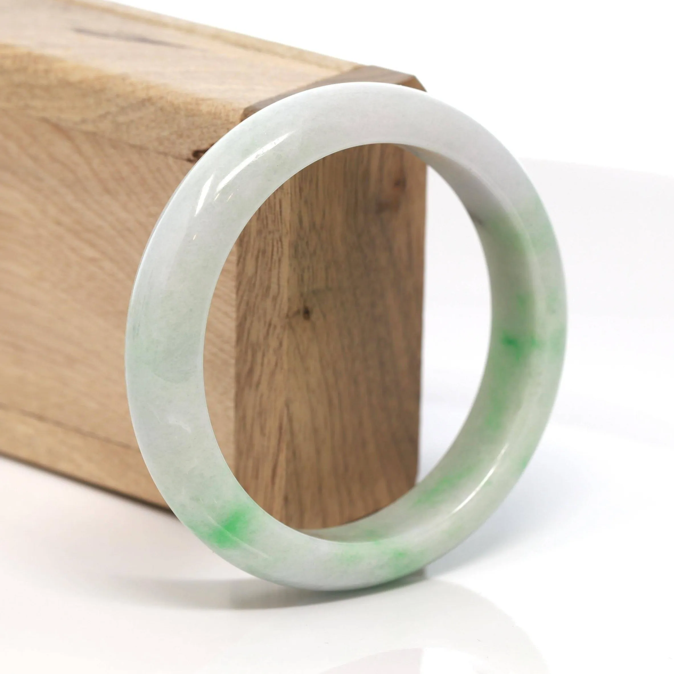 Baikalla™ "Classic Bangle" Genuine Burmese Green Jadeite Jade Bangle Bracelet (58.5 mm) #170