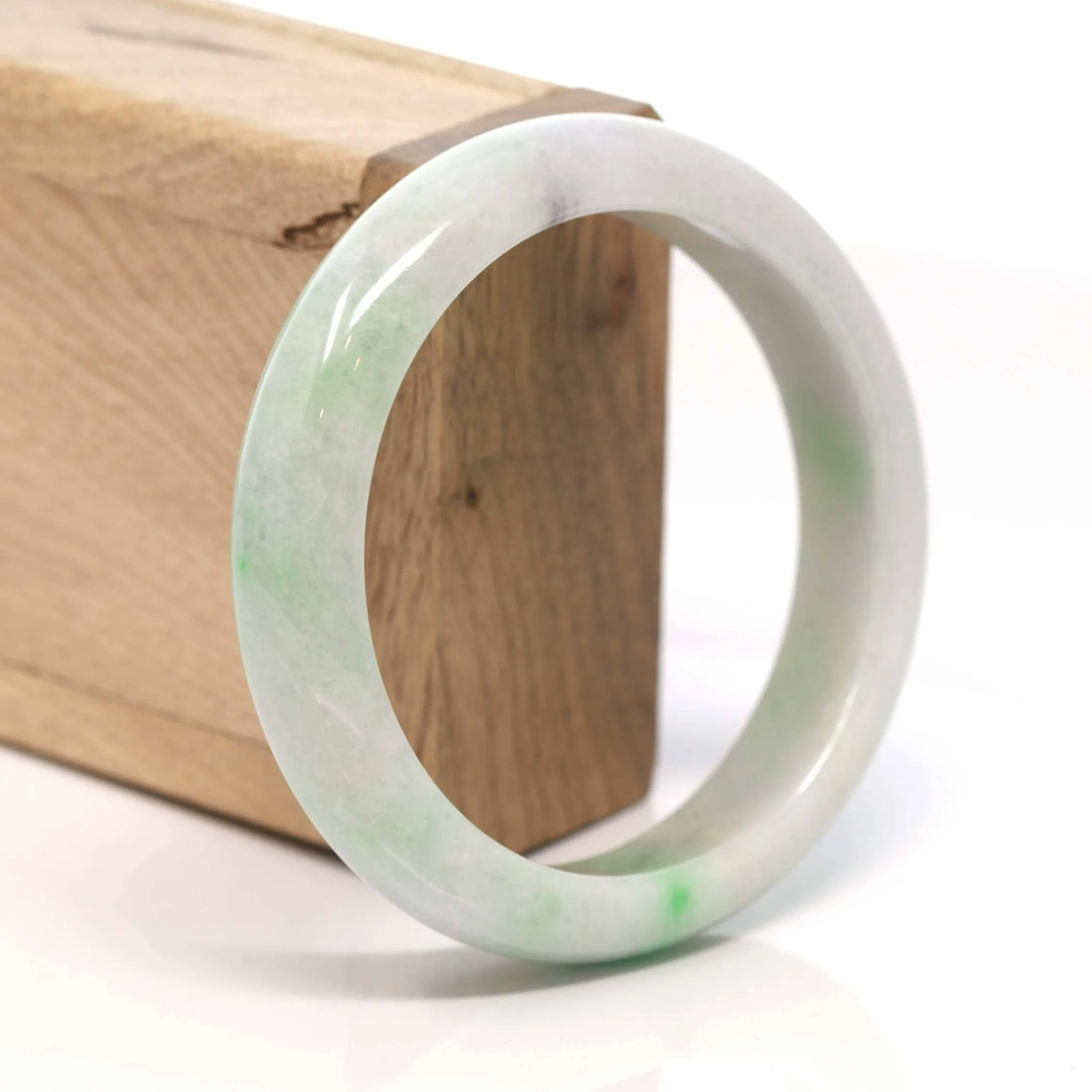 Baikalla™ "Classic Bangle" Genuine Burmese Green Jadeite Jade Bangle Bracelet (58.5 mm) #170