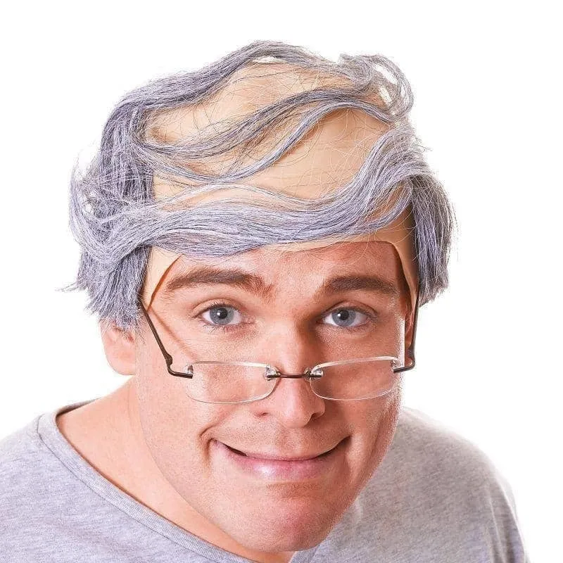 Baldy Man Wig Grey Combover Hair