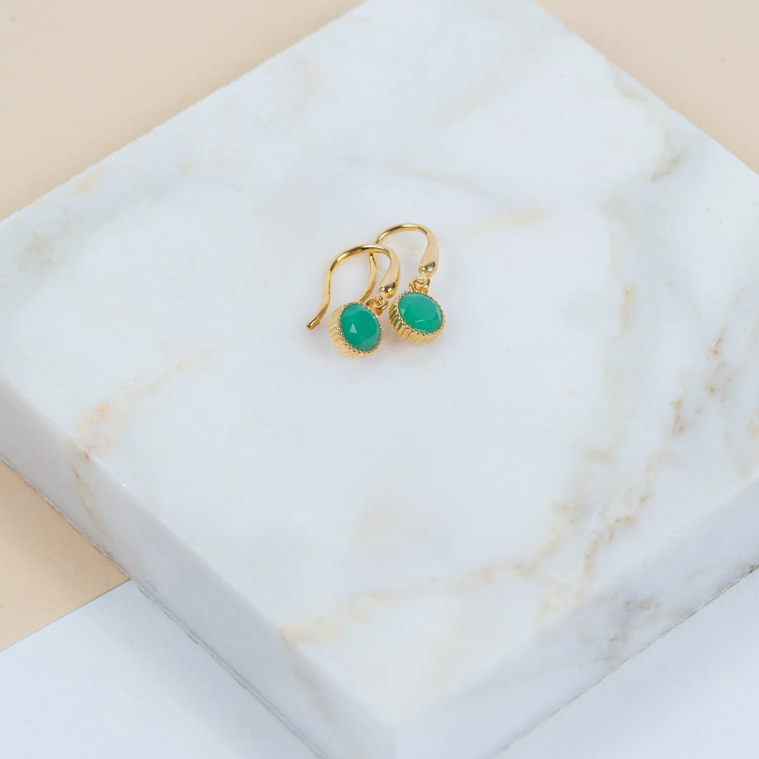 Barcelona May Chrysoprase Birthstone Hook Earrings