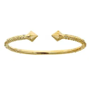 Better Jewelry 10K Yellow Gold West Indian Bangle w. Thick Pyramid Ends