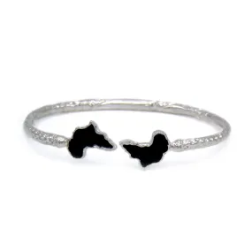 Better Jewelry Africa Ends .925 Sterling Silver West Indian Bangle w. Black Enamel, 1 piece