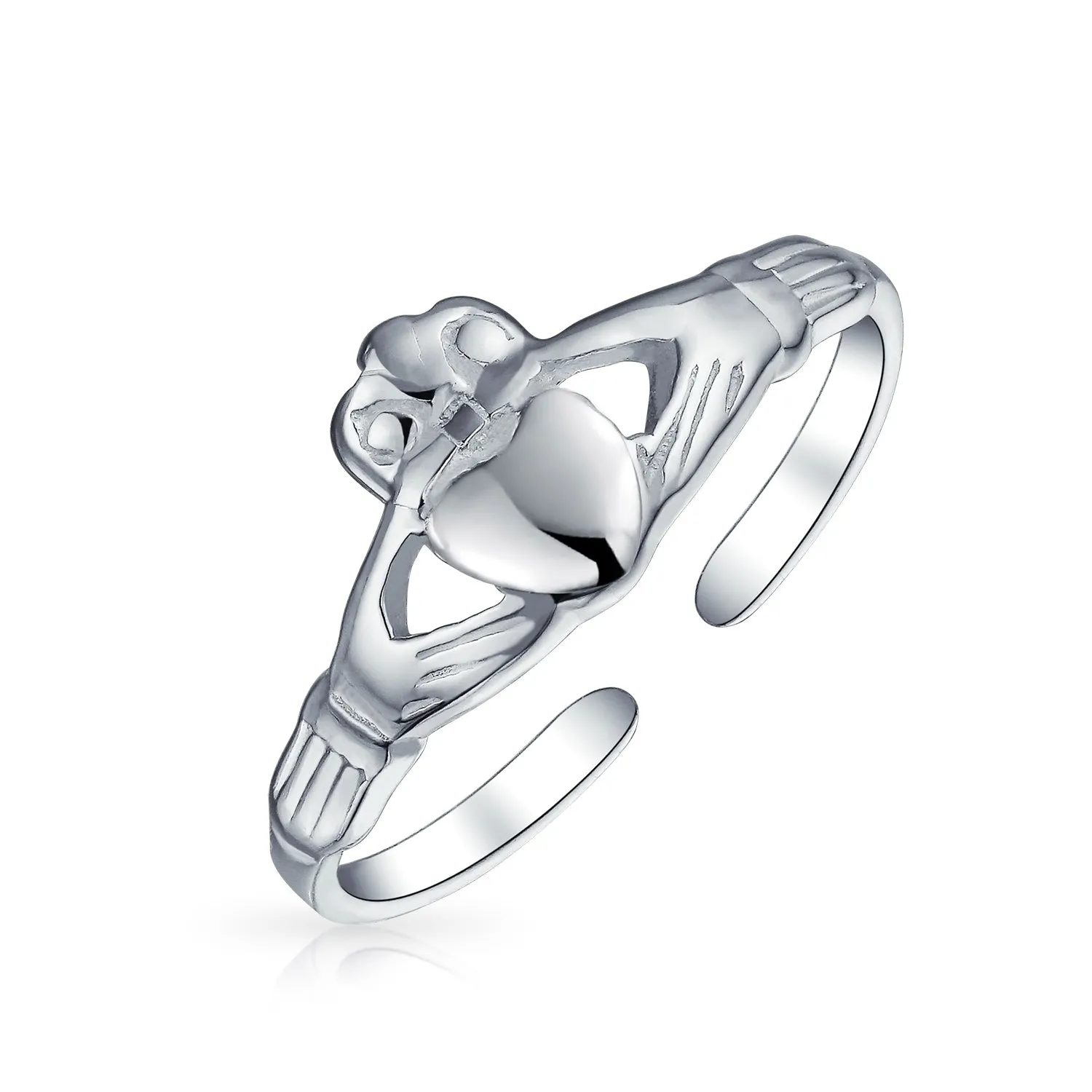 BFF Celtic Claddagh Heart Midi Toe Ring Band Sterling Silver