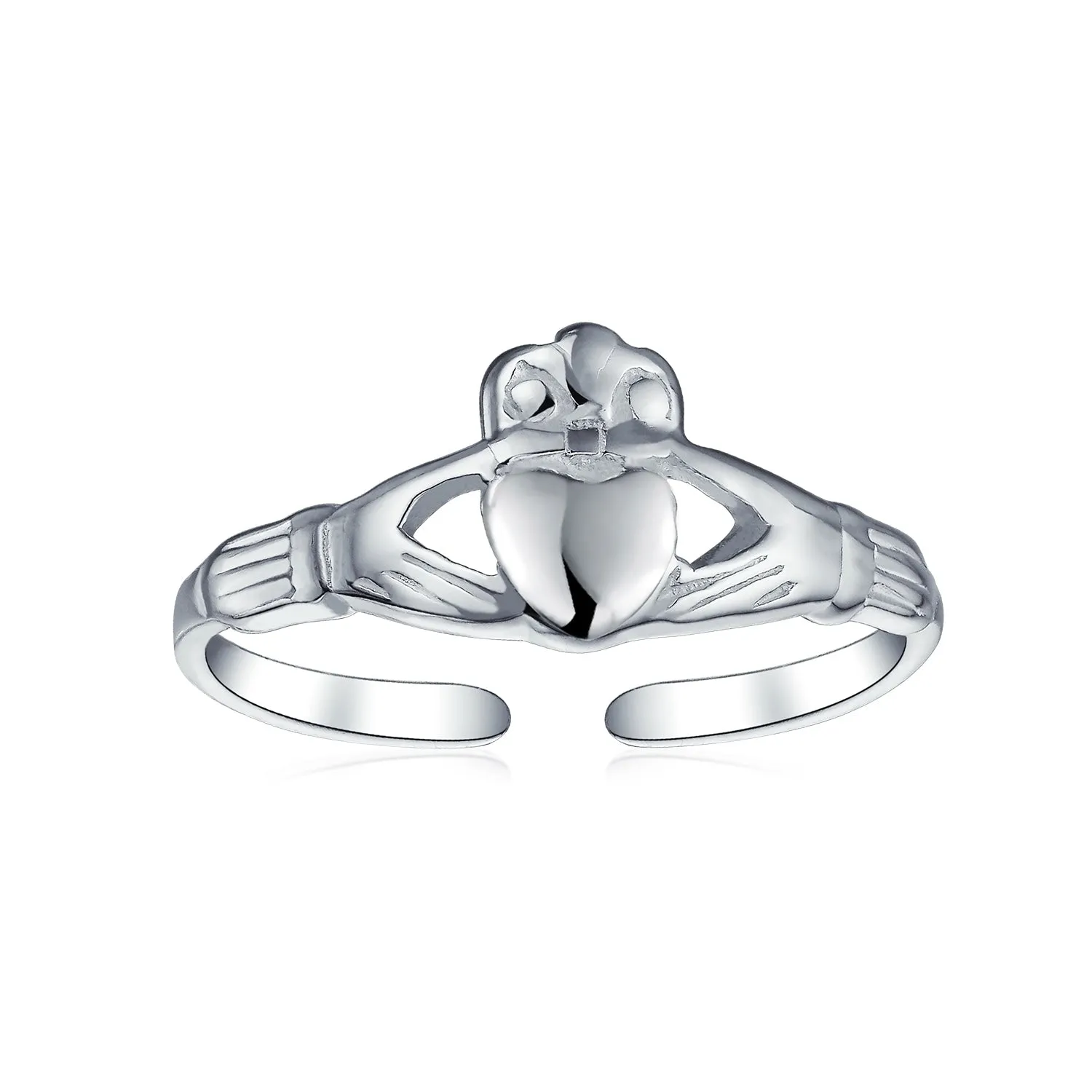 BFF Celtic Claddagh Heart Midi Toe Ring Band Sterling Silver