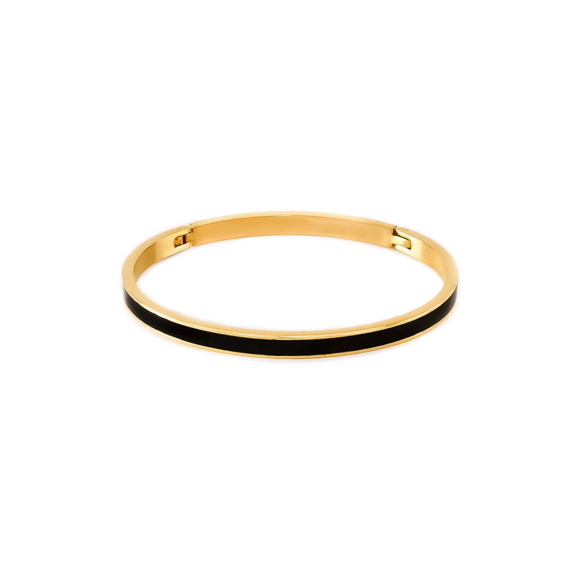 BG301GB B.Tiff "The Hamptons" Black Enamel Gold Bangle Bracelet