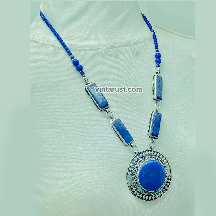 Blue Lapis Lazuli Pendant Necklace,