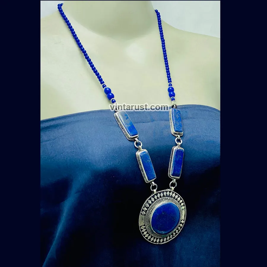 Blue Lapis Lazuli Pendant Necklace,