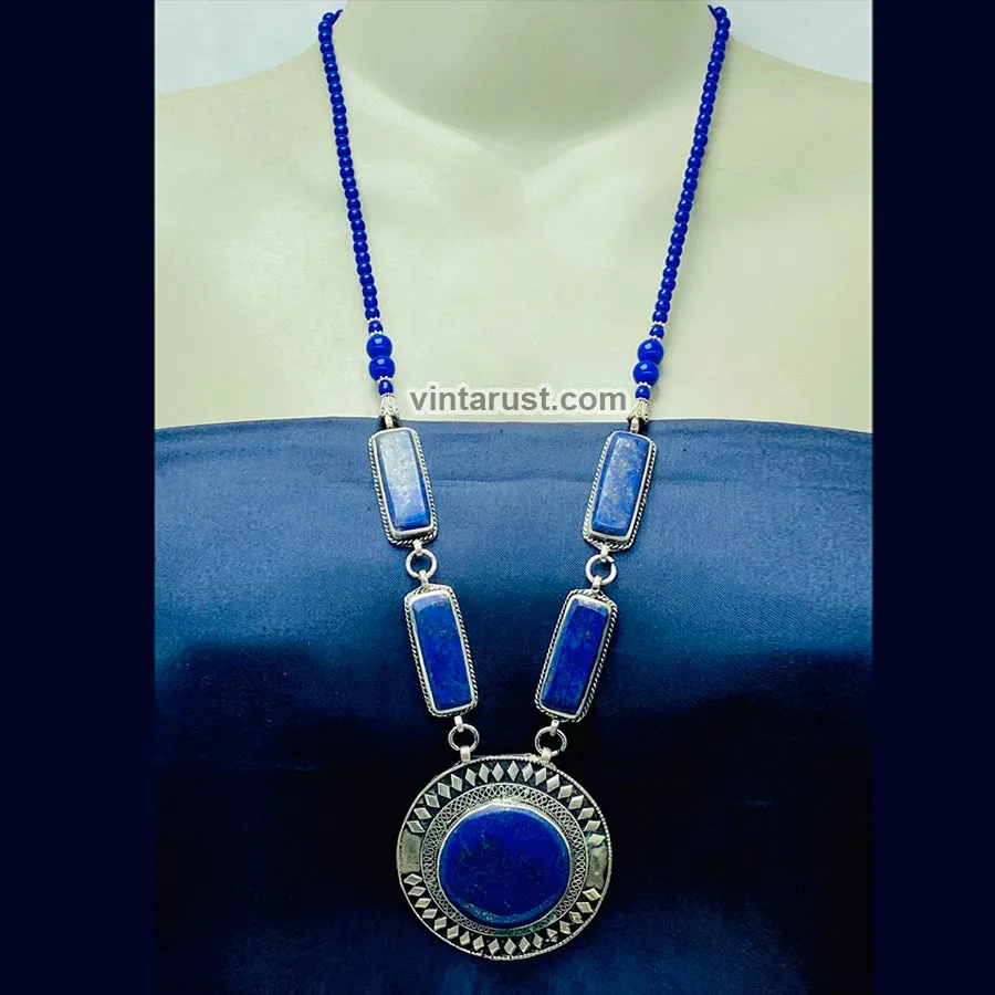 Blue Lapis Lazuli Pendant Necklace,